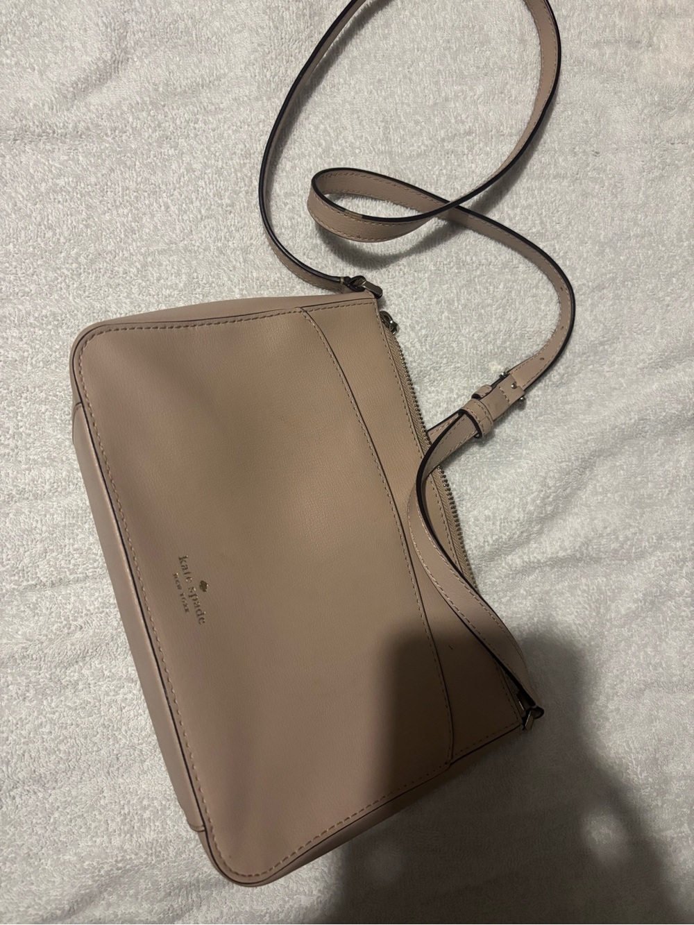 kate spade taupe leather crossbody messenger bag